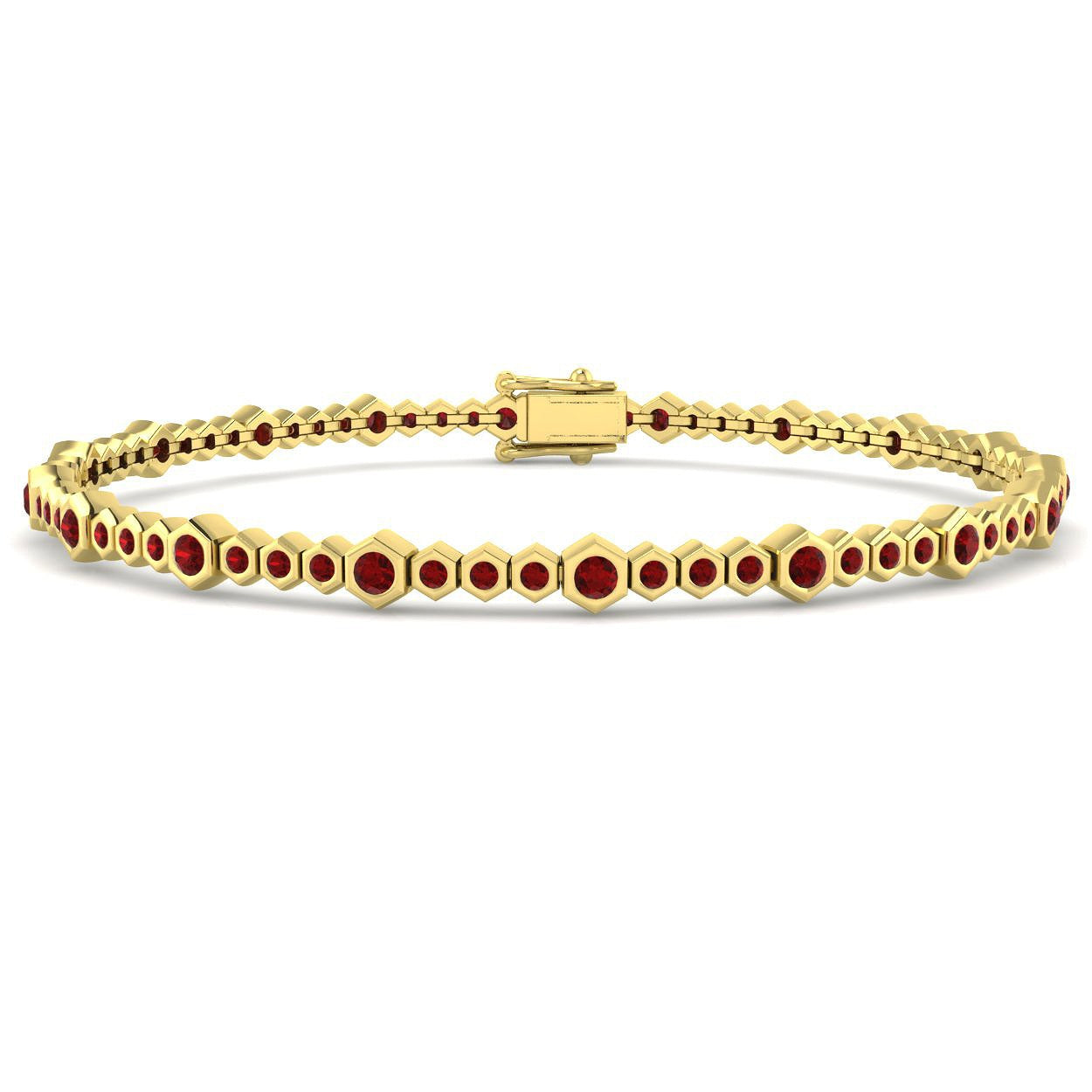 2.00Carat Round Ruby & Diamond Designer Bracelet 9k Yellow Gold Ready To Ship