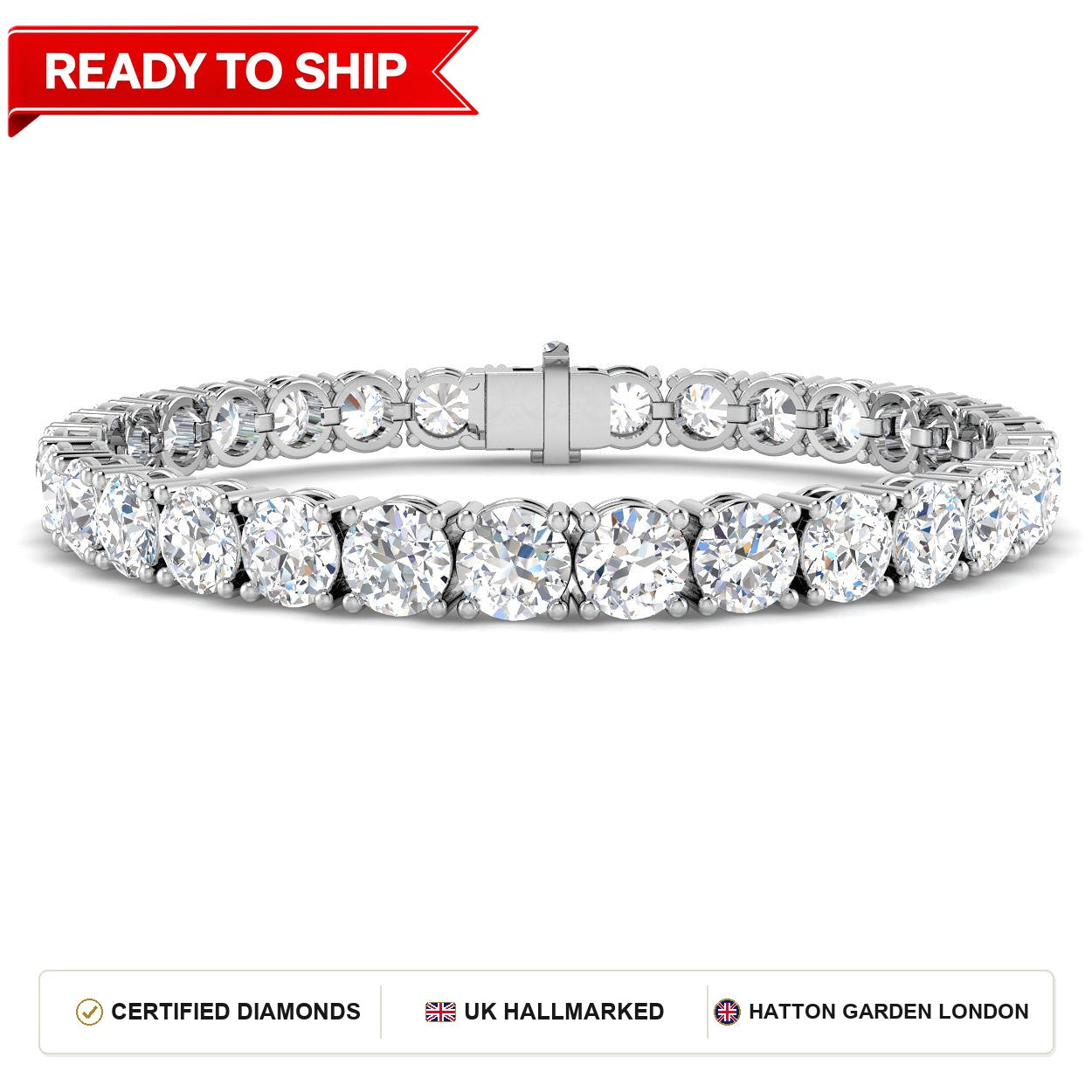 21.5 Carat Lab Grown Round Diamond Tennis Bracelet 9k White Gold Ready To Ship