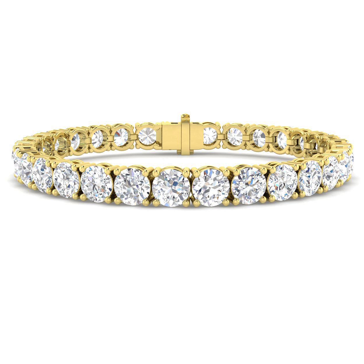 21.5 Carat Lab Grown Round Diamond Tennis Bracelet 9k Yellow Gold Ready To Ship