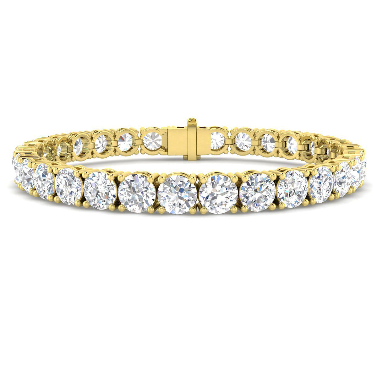 21.5 Carat Lab Grown Round Diamond Tennis Bracelet 9k Yellow Gold Ready To Ship