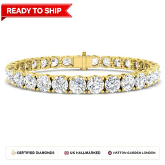 21.5 Carat Lab Grown Round Diamond Tennis Bracelet 9k Yellow Gold Ready To Ship
