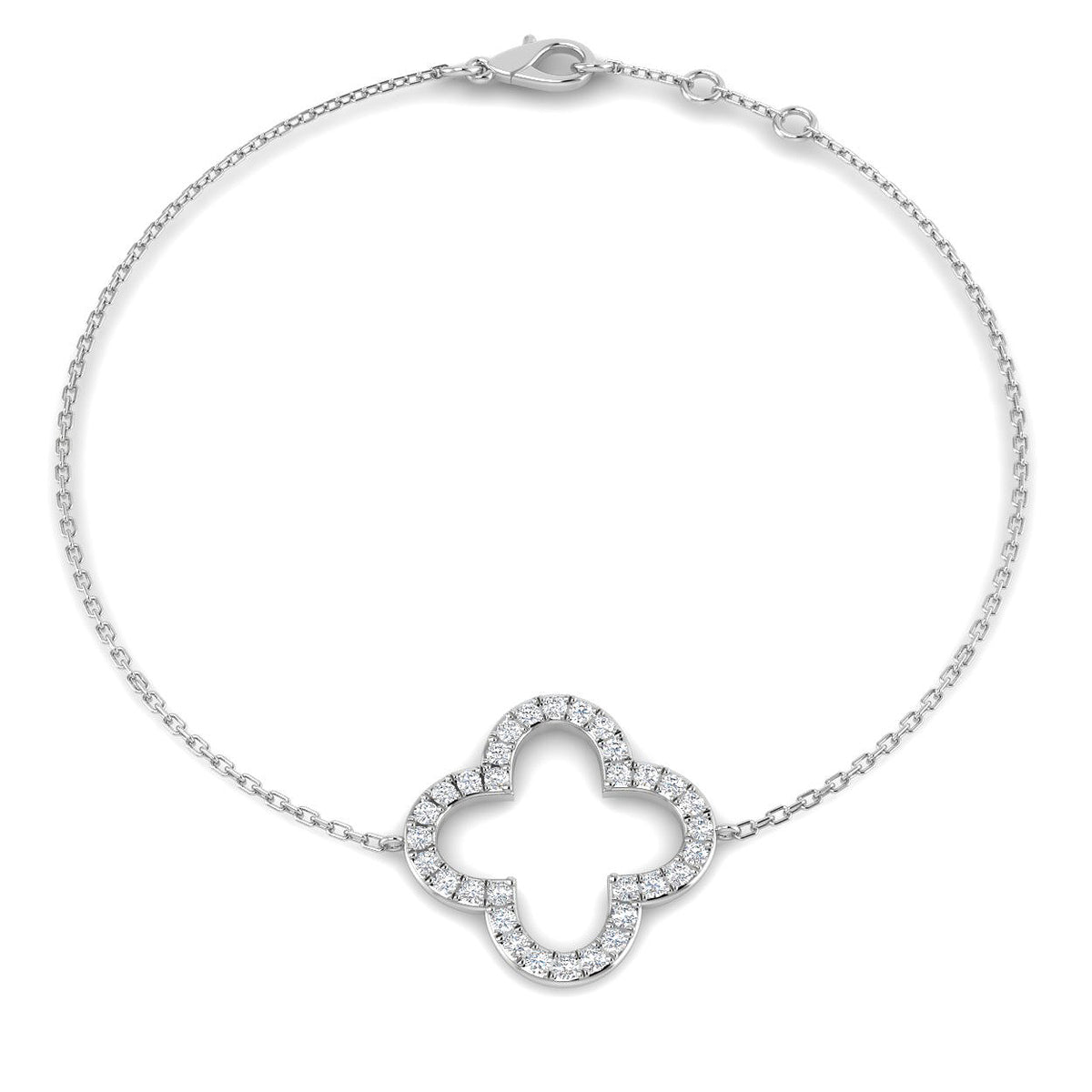 9ct White Gold 0.34ct Lab Grown Diamond Clover Bracelet