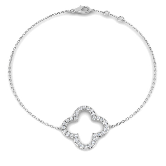 9ct White Gold 0.34ct Lab Grown Diamond Clover Bracelet