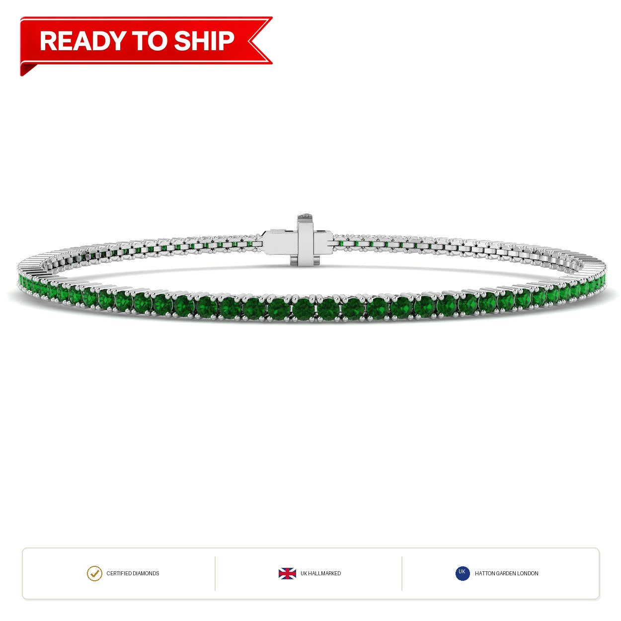 1.70Carat Round Emerald & Diamond Designer Bracelet 9k White Gold
