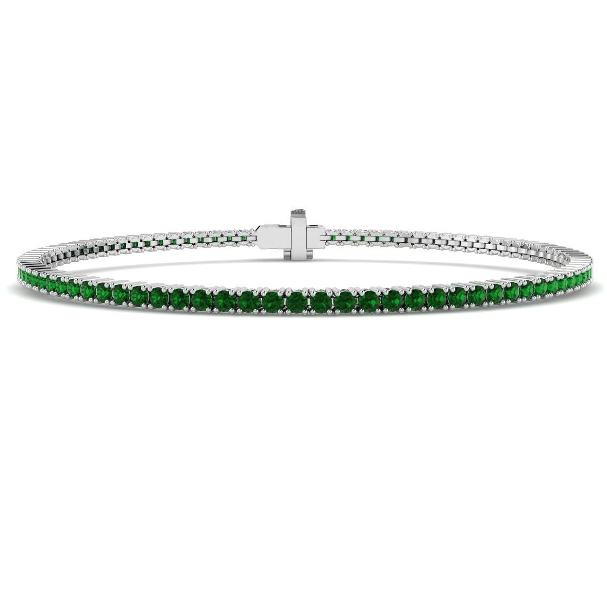 1.70Carat Round Emerald & Diamond Designer Bracelet 9k White Gold Ready To Ship