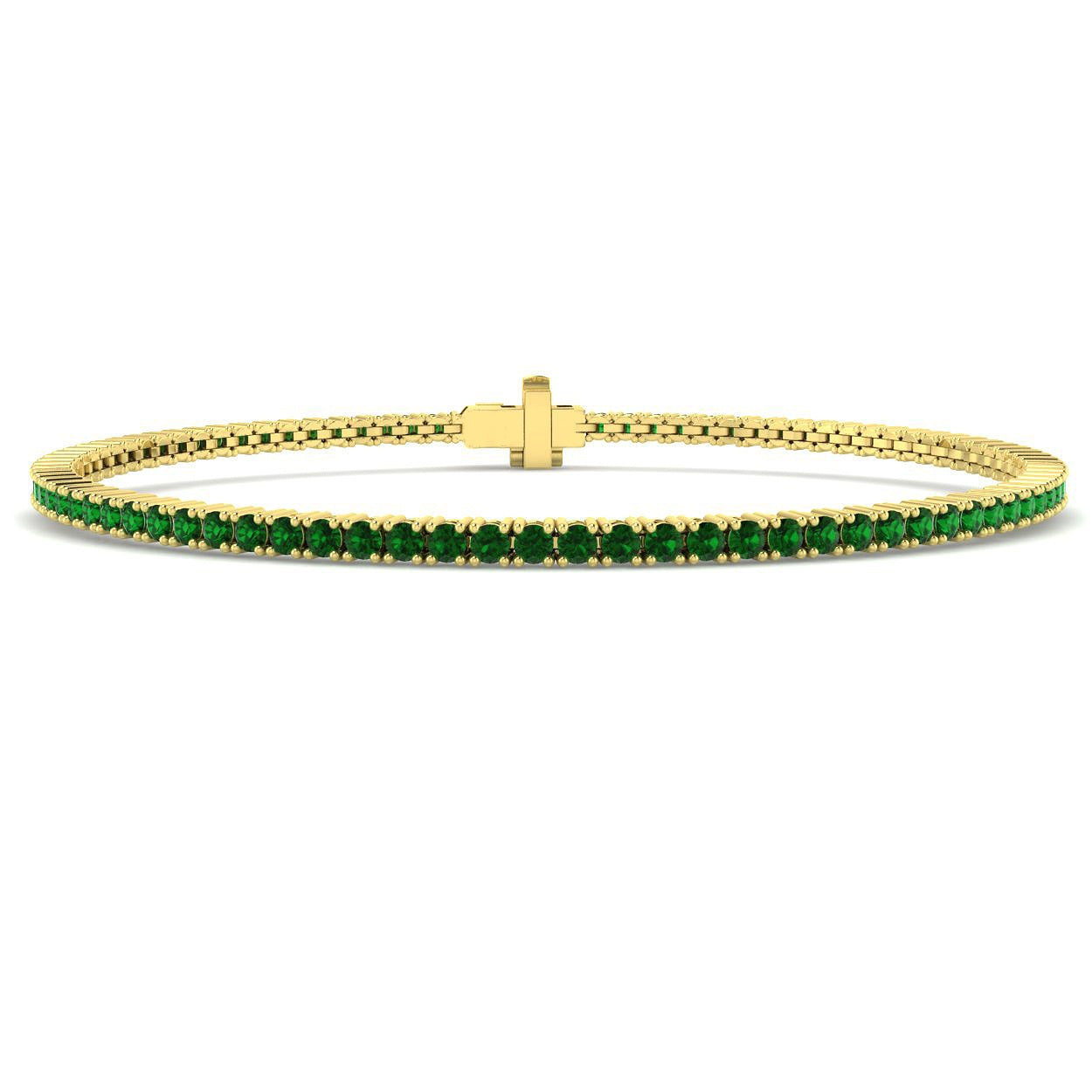 1.70Carat Round Emerald & Diamond Designer Bracelet 9k Yellow Gold Ready To Ship
