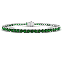 4.50Carat Round Emerald & Diamond Designer Bracelet 9k White Gold Ready To Ship