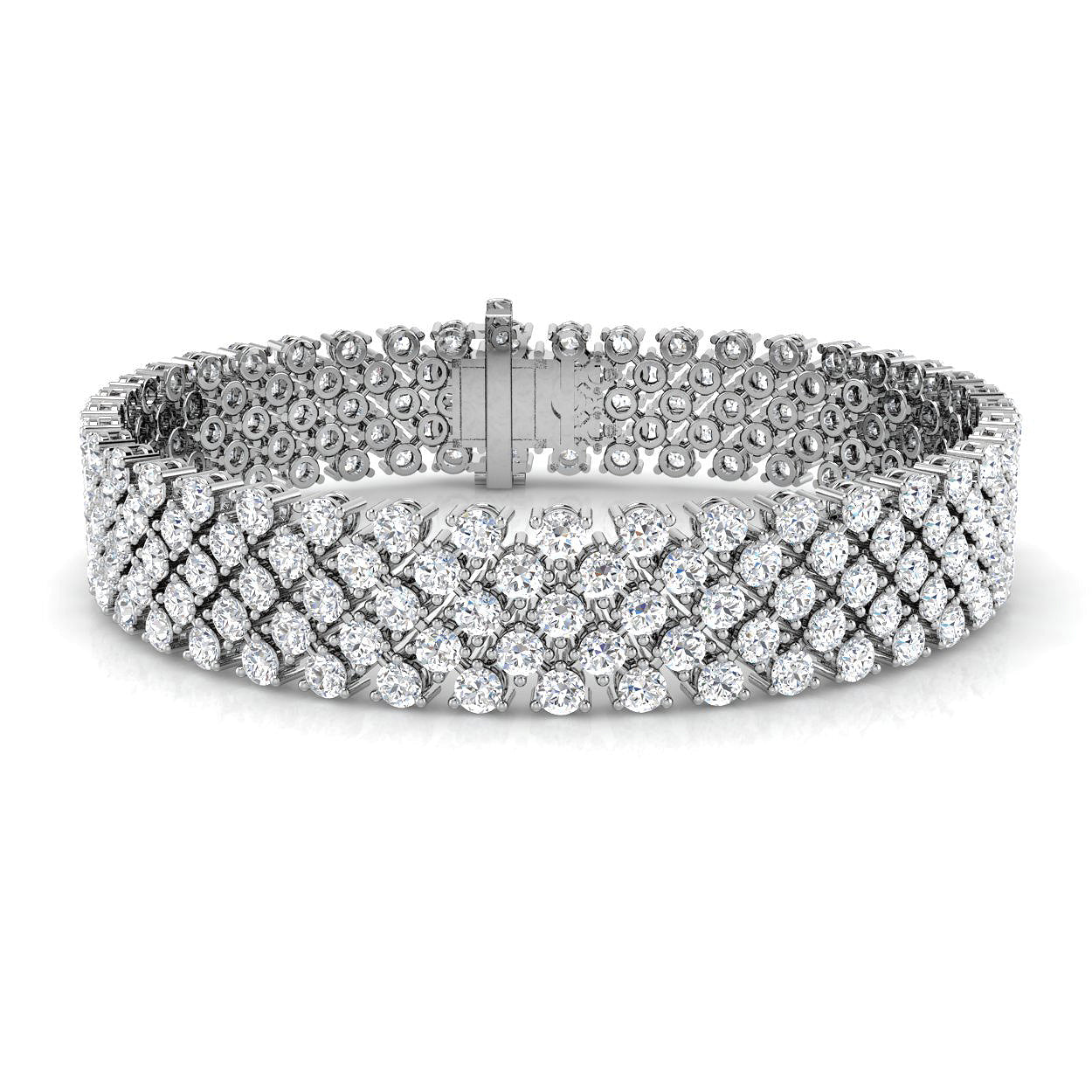 15.7 Carat D-E/VS Lab Grown Round Diamond Vintage Bracelet 9k White Gold Ready To Ship