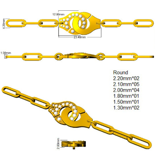 0.5 Carat D-E/VS Lab Grown Round Diamond Everyday Bracelet 9k Yellow Gold ,Ready To Ship
