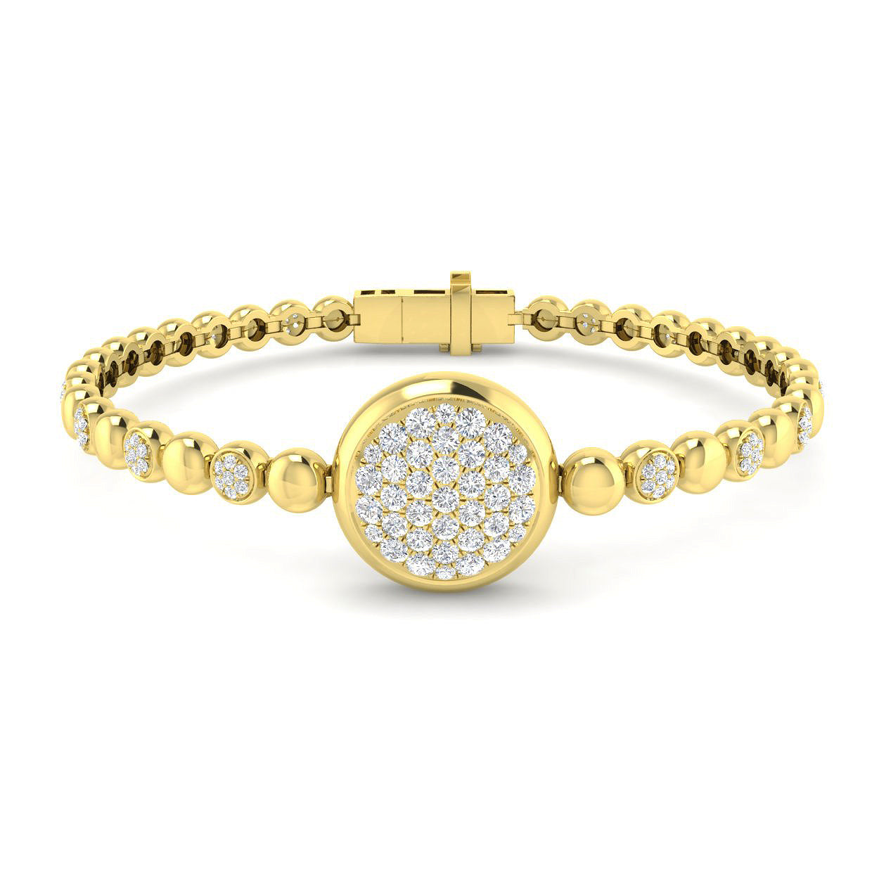 1.5 Carat D-E/VS Lab Grown Round Diamond Vintage Bracelet 9k Yellow Gold ,Ready To Ship