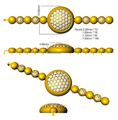 1.5 Carat D-E/VS Lab Grown Round Diamond Vintage Bracelet 9k Yellow Gold ,Ready To Ship