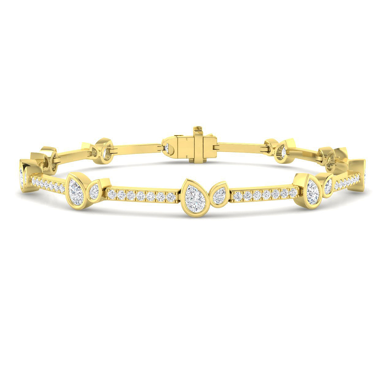 2.9 Carat Lab Grown Pear Diamond Tennis Bracelet 9k Yellow Gold Ready To Ship