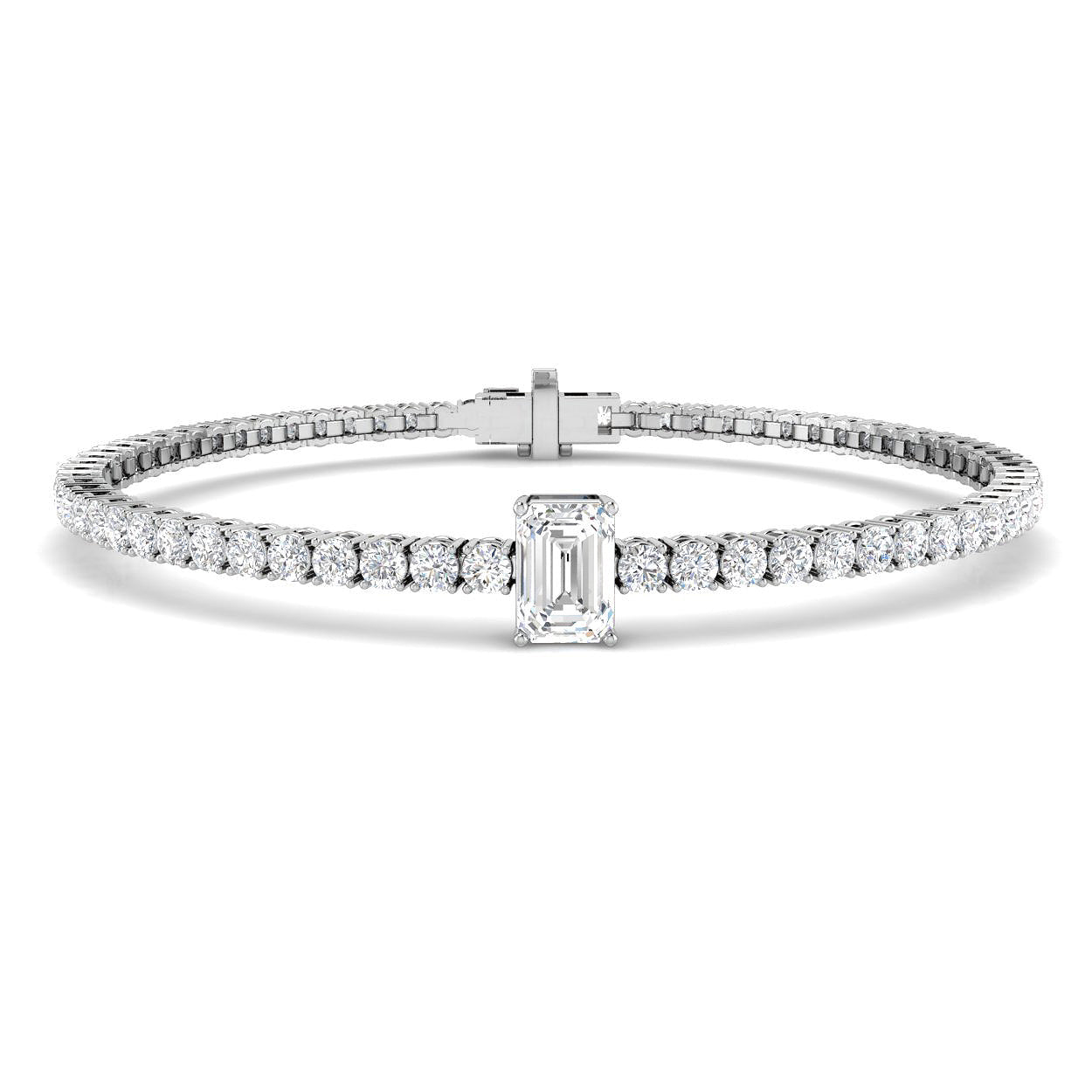 4.8 Carat Lab Grown Emerald Diamond Tennis Bracelet 9k White Gold Ready To Ship