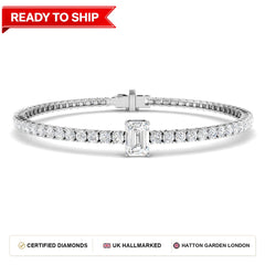 4.8 Carat Lab Grown Emerald Diamond Tennis Bracelet 9k White Gold Ready To Ship