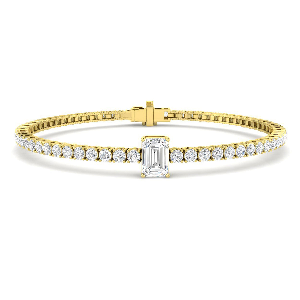 4.8 Carat Lab Grown Emerald Diamond Tennis Bracelet 9k Yellow Gold Ready To Ship