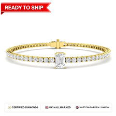 4.8 Carat Lab Grown Emerald Diamond Tennis Bracelet 9k Yellow Gold Ready To Ship