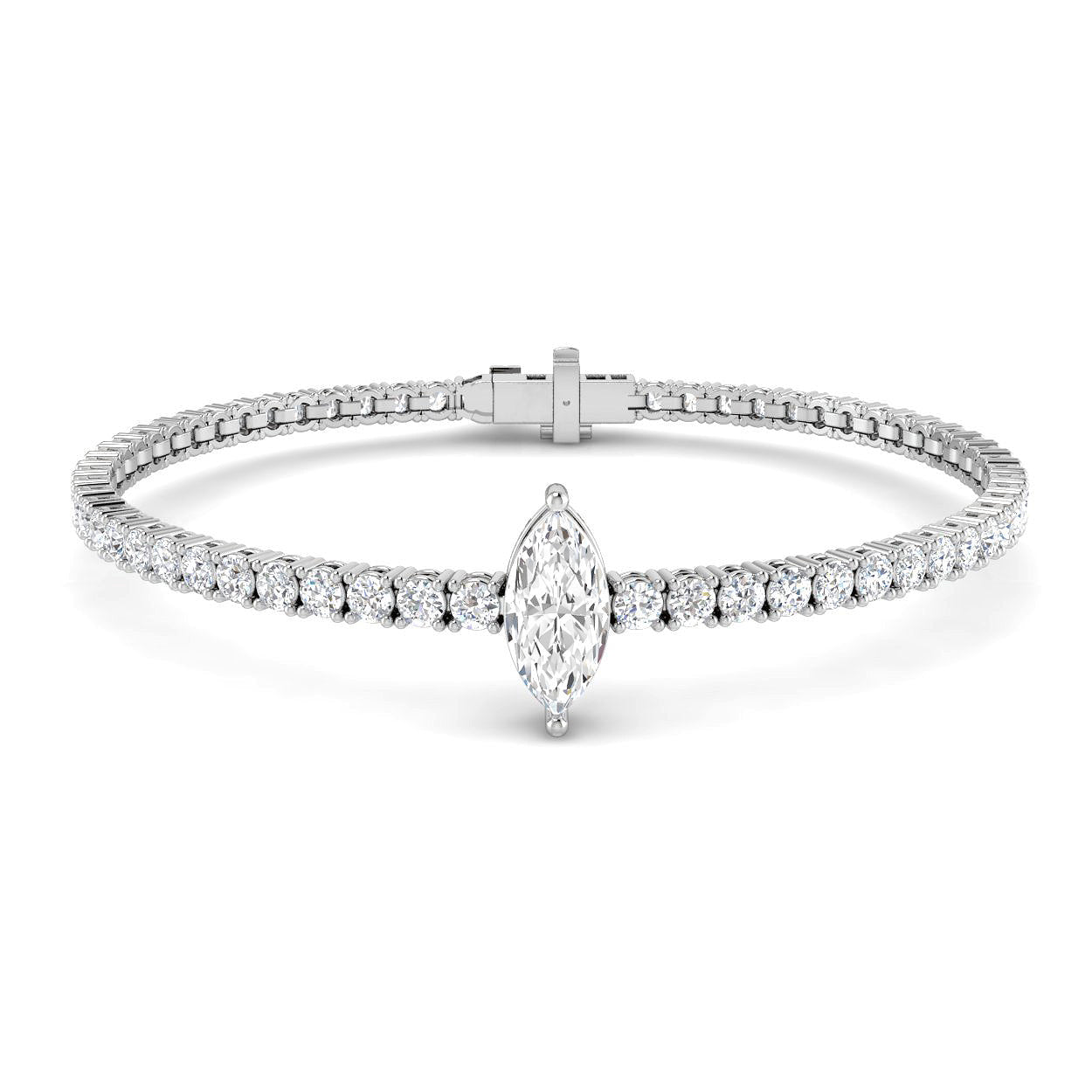 4.8 Carat Lab Grown Marquise Diamond Tennis Bracelet 9k White Gold Ready To Ship