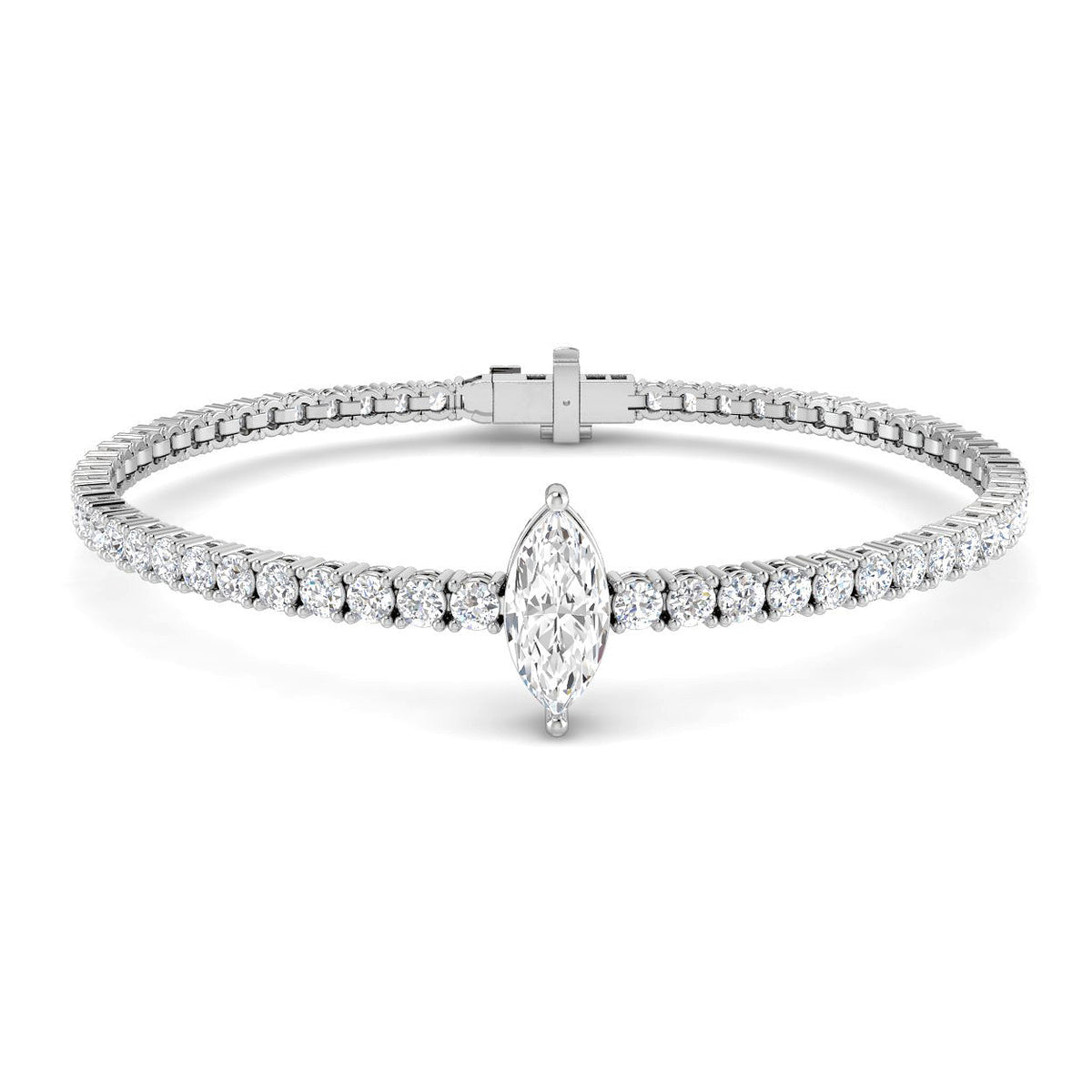4.8 Carat Lab Grown Marquise Diamond Tennis Bracelet 9k White Gold Ready To Ship