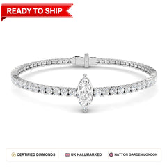 4.7 Carat Lab Grown Marquise Diamond Tennis Bracelet 9k White Gold Ready To Ship