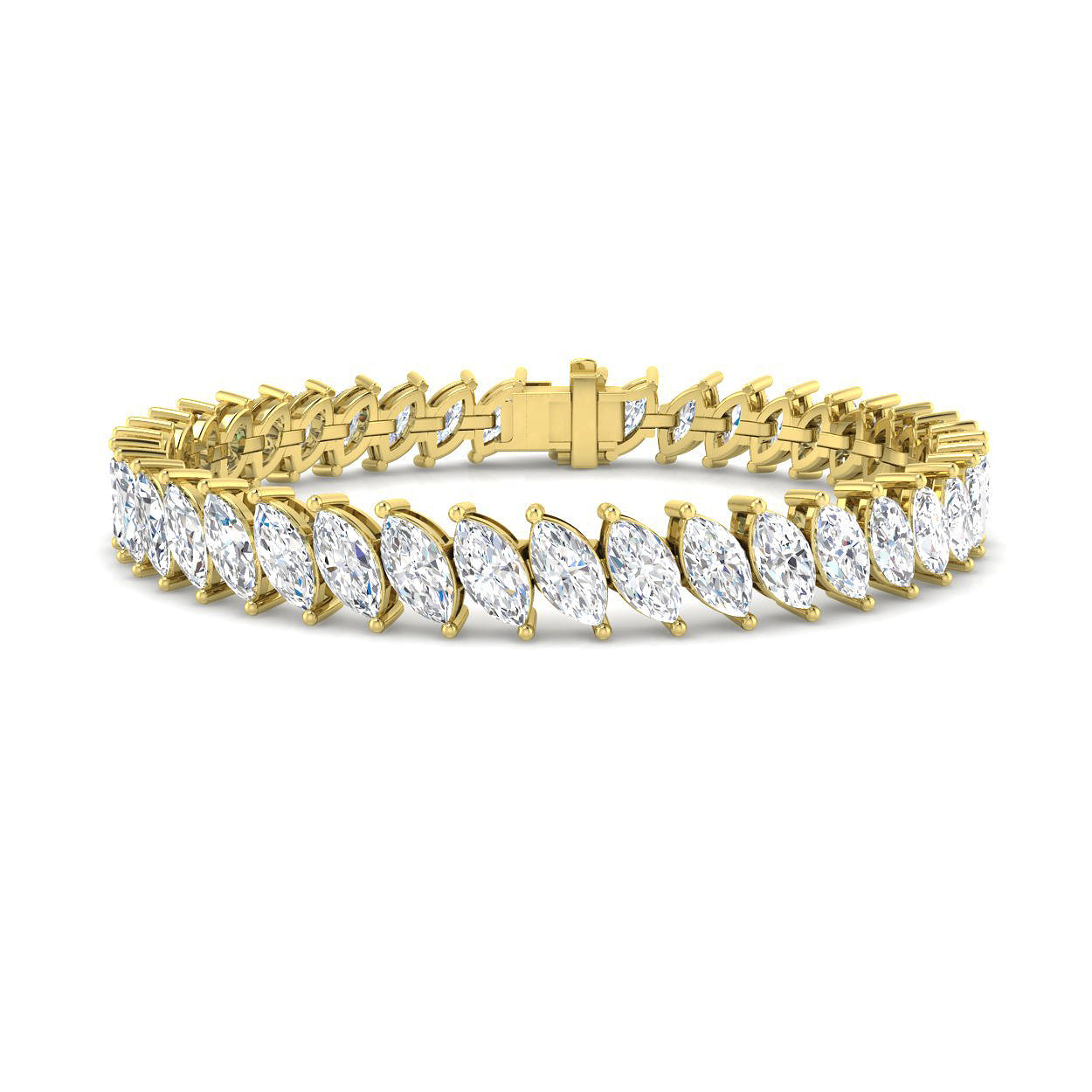 12.1 Carat Lab Grown Marquise Diamond Tennis Bracelet 9k Yellow Gold Ready To Ship