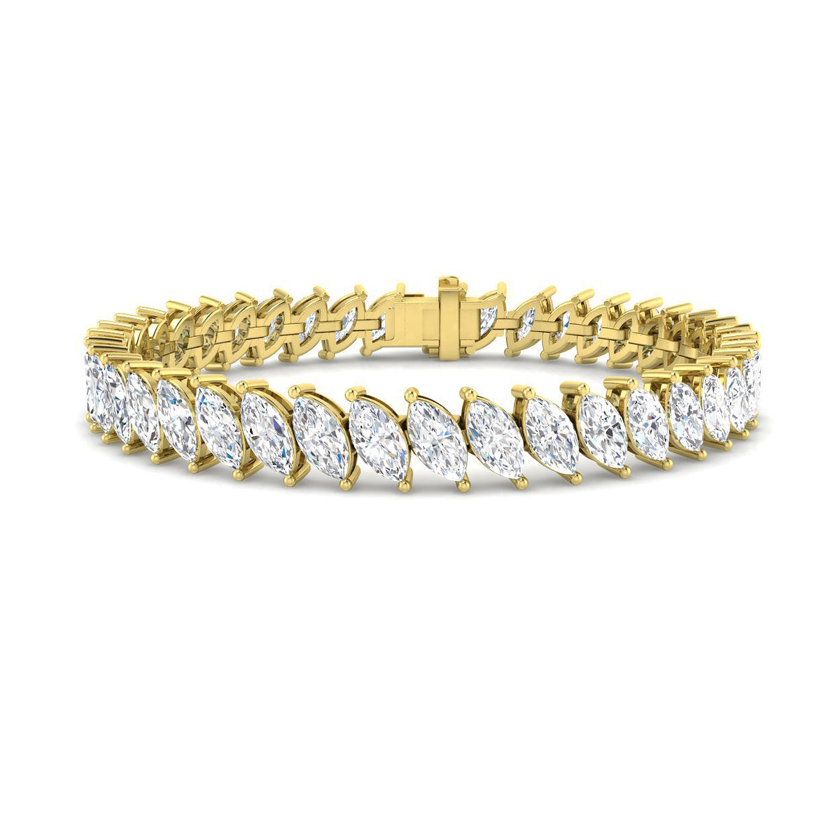 12.1 Carat Lab Grown Marquise Diamond Tennis Bracelet 9k Yellow Gold Ready To Ship