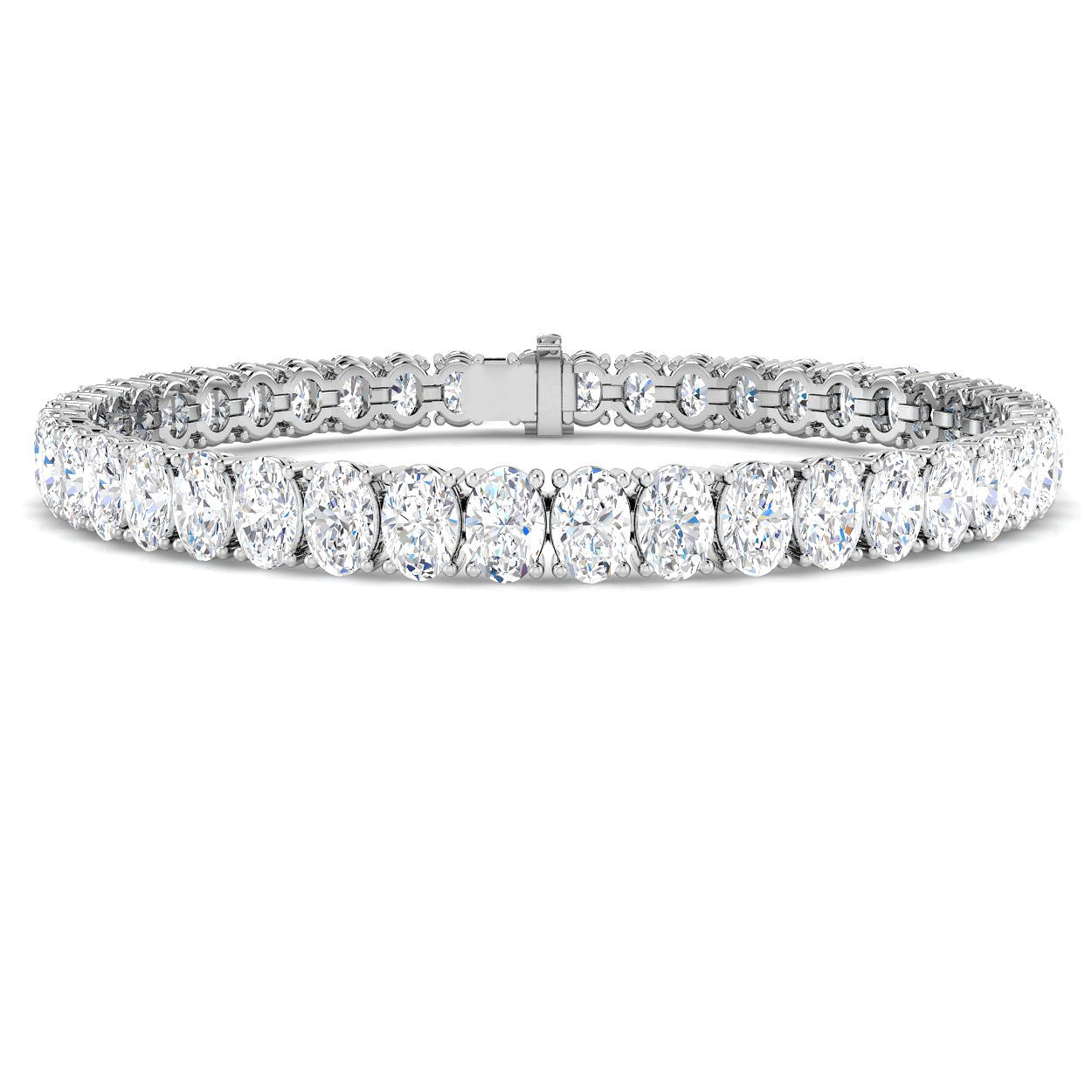 16.9 Carat Lab Grown Oval Diamond Tennis Bracelet 9k White Gold Ready To Ship