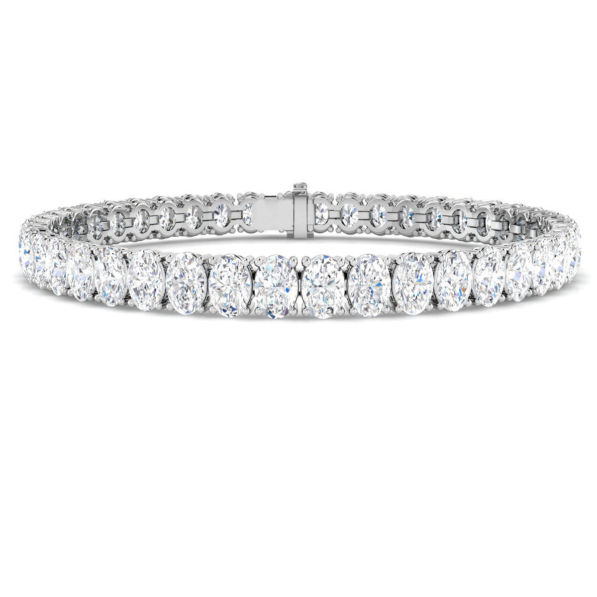 16.9 Carat Lab Grown Oval Diamond Tennis Bracelet 9k White Gold Ready To Ship