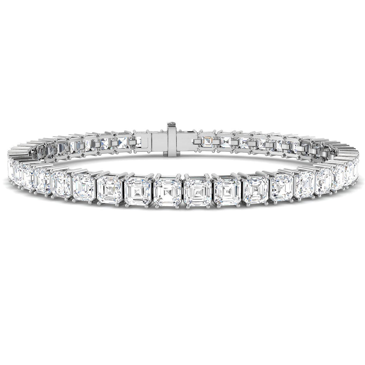 16.2 Carat Lab Grown Asscher Diamond Tennis Bracelet 9k White Gold Ready To Ship