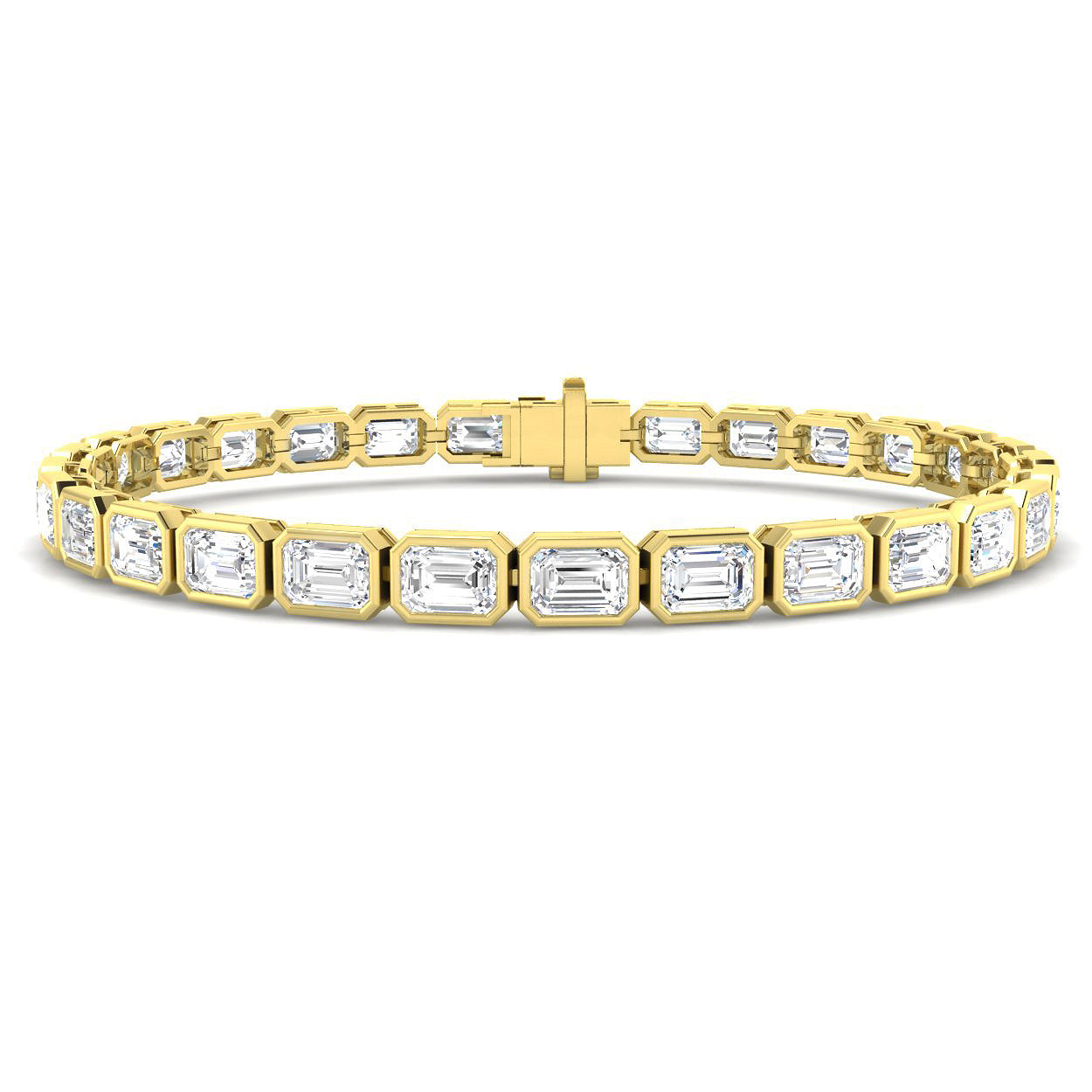11.7 Carat Lab Grown Emerald Diamond Tennis Bracelet 9k Yellow Gold Ready To Ship