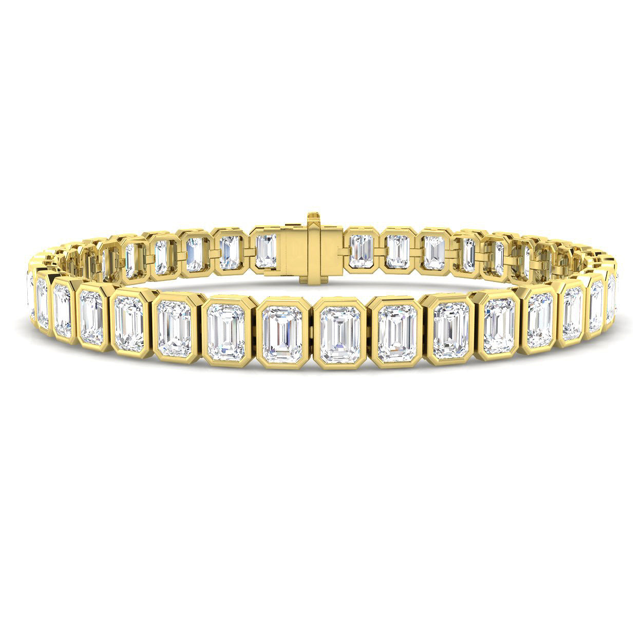 15.5 Carat Lab Grown Emerald Diamond Tennis Bracelet 9k Yellow Gold Ready To Ship