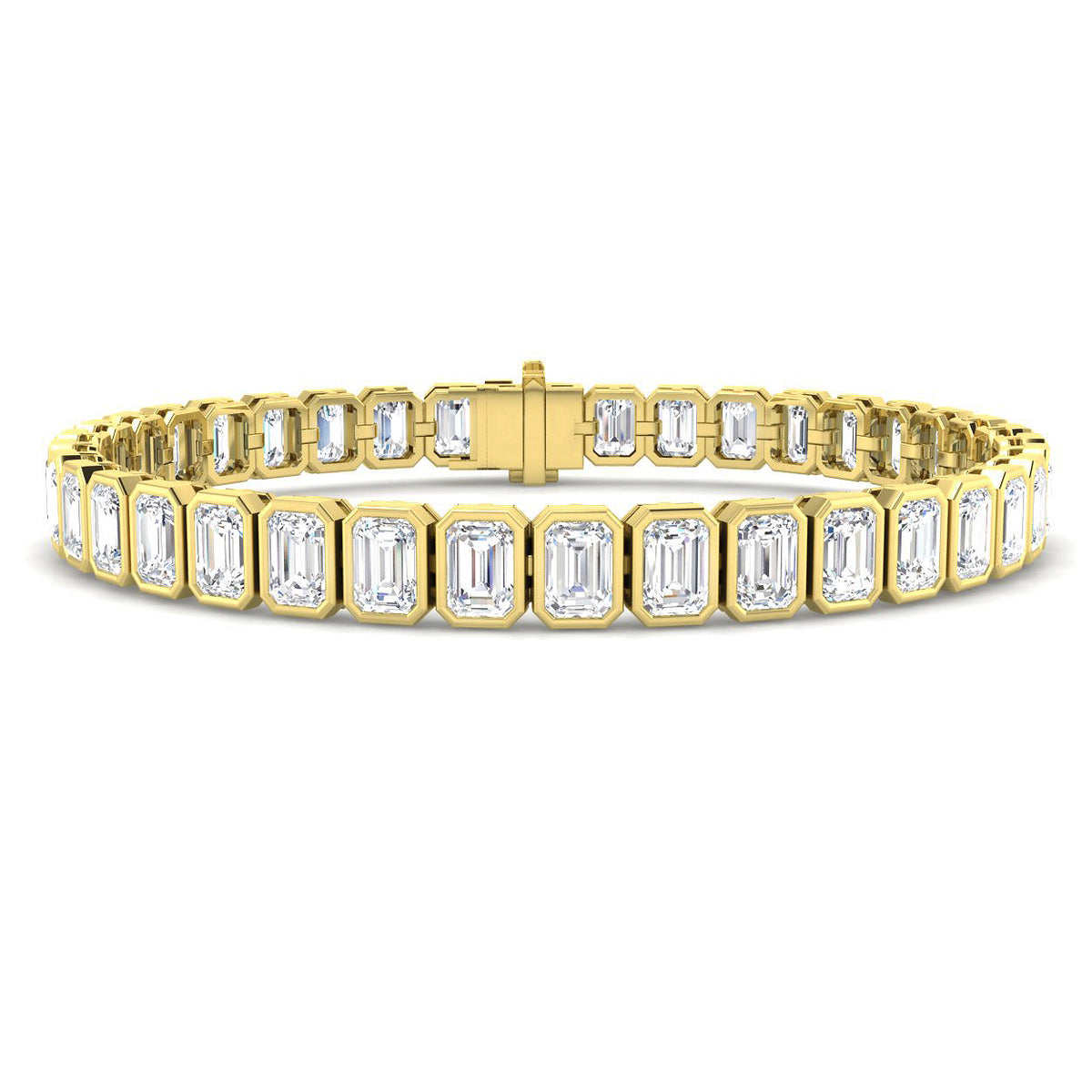 15.5 Carat Lab Grown Emerald Diamond Tennis Bracelet 9k Yellow Gold Ready To Ship