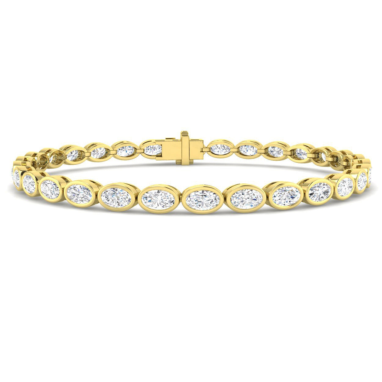 5.7 Carat Lab Grown Oval Diamond Tennis Bracelet 9k Yellow Gold Ready To Ship