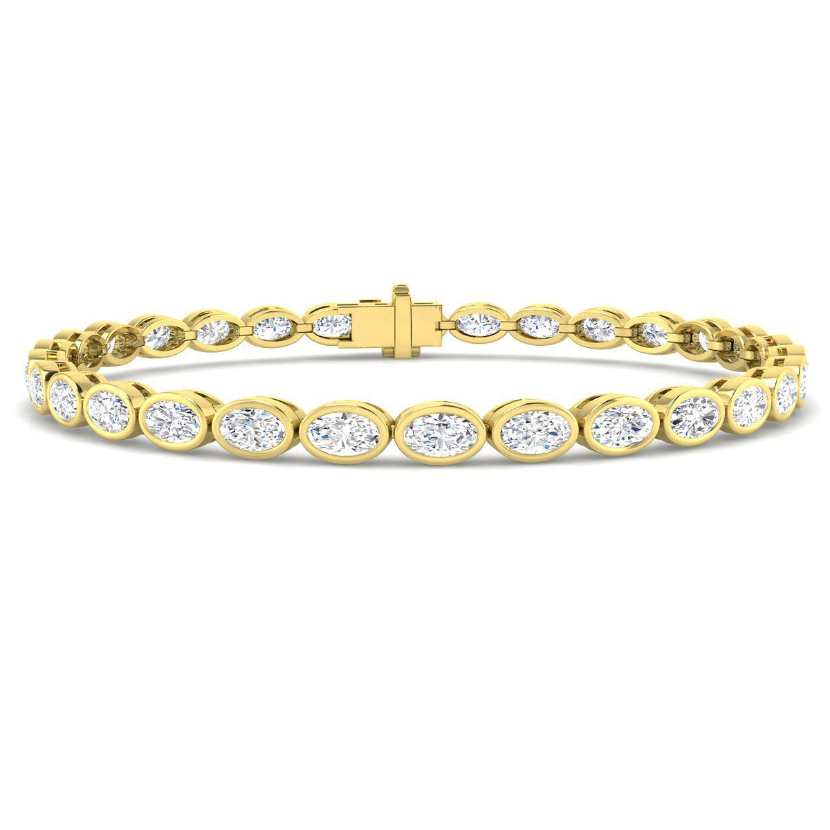 5.7 Carat Lab Grown Oval Diamond Tennis Bracelet 9k Yellow Gold Ready To Ship