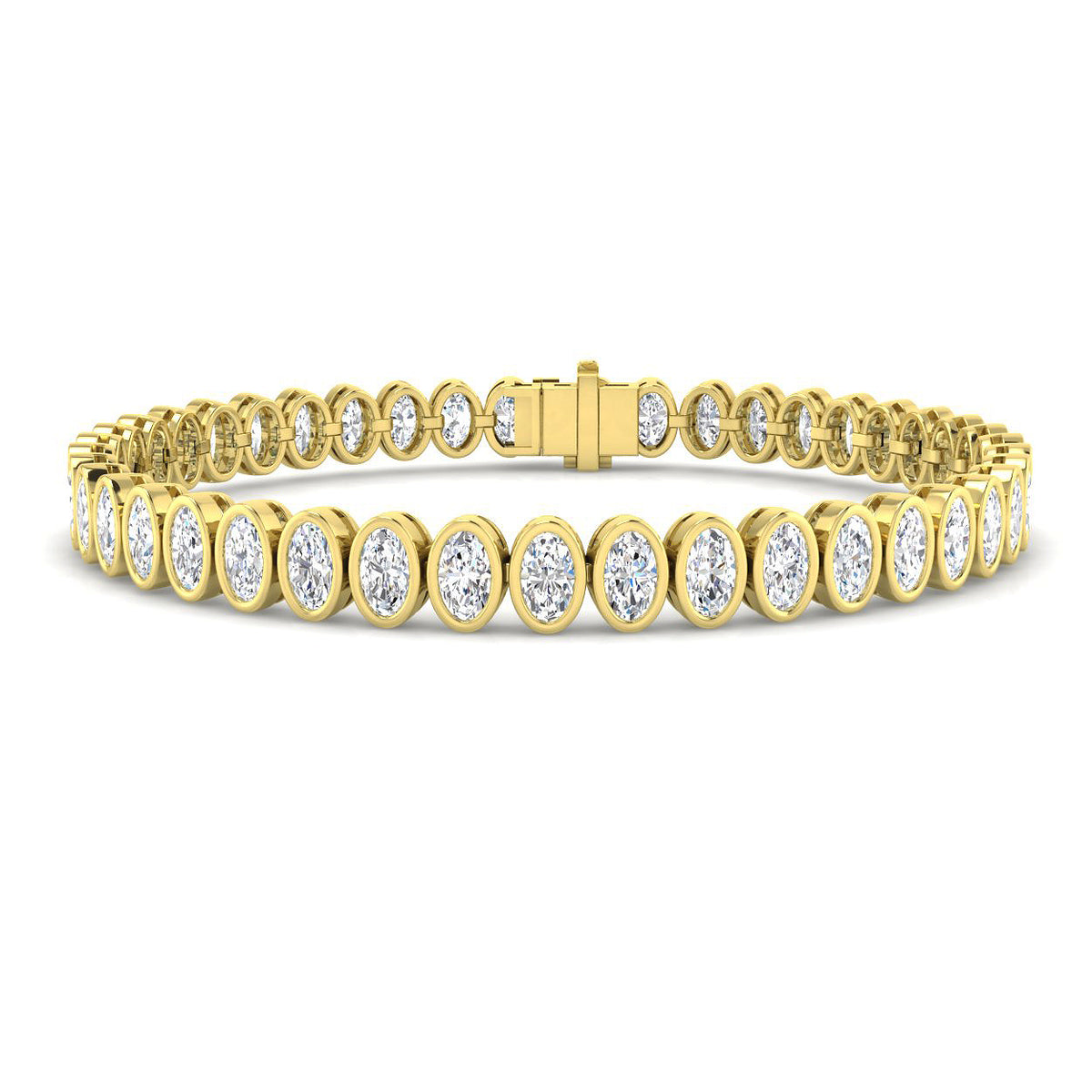 7.9 Carat Lab Grown Oval Diamond Tennis Bracelet 9k Yellow Gold Ready To Ship