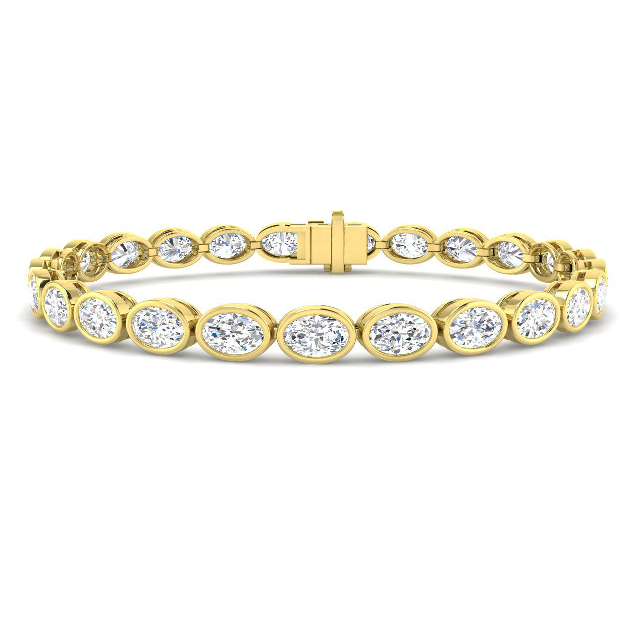9.9 Carat Lab Grown Oval Diamond Tennis Bracelet 9k Yellow Gold Ready To Ship
