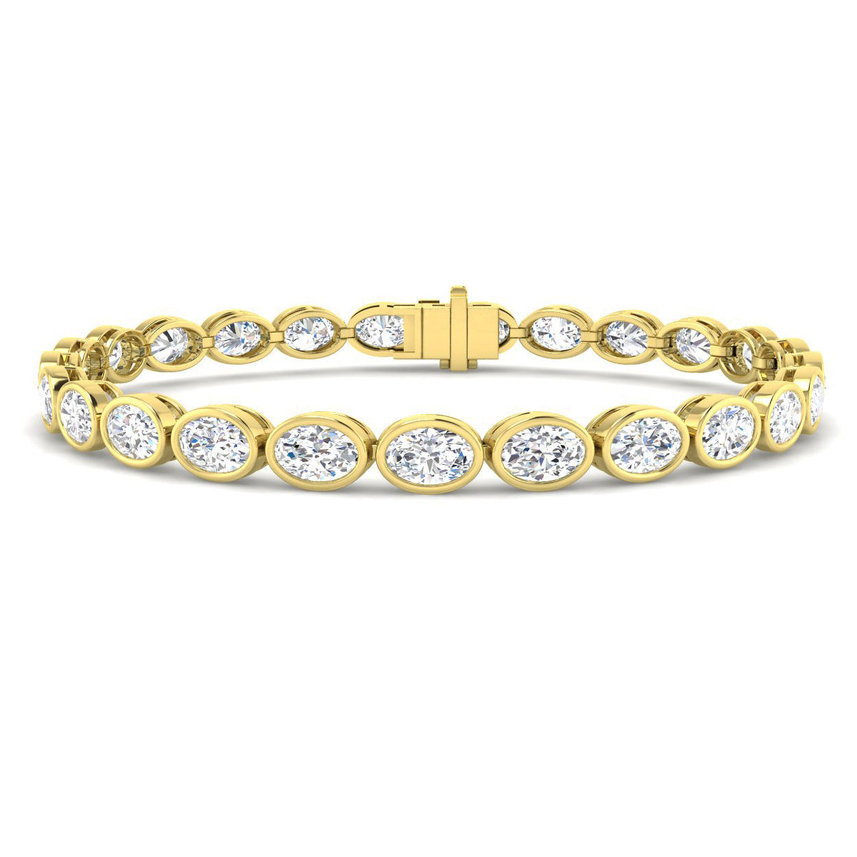 9.9 Carat Lab Grown Oval Diamond Tennis Bracelet 9k Yellow Gold Ready To Ship