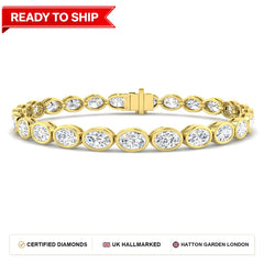 9.9 Carat Lab Grown Oval Diamond Tennis Bracelet 9k Yellow Gold Ready To Ship