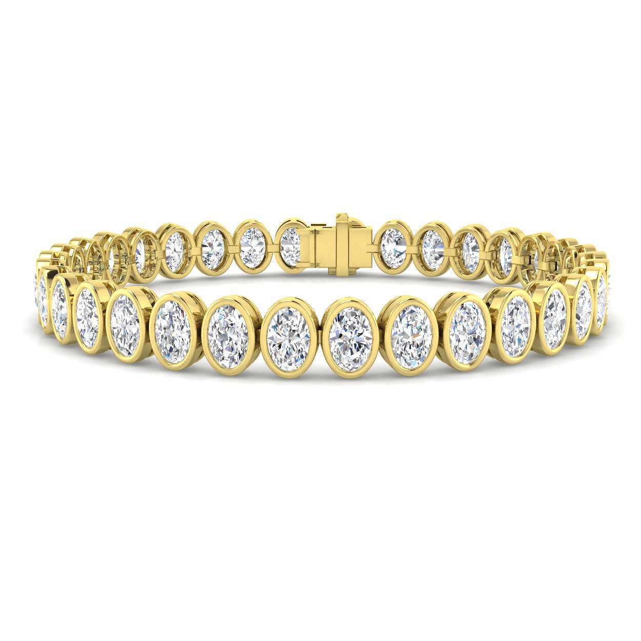 13.7 Carat Lab Grown Oval Diamond Tennis Bracelet 9k Yellow Gold Ready To Ship