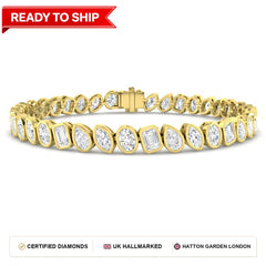 8.5 Carat Lab Grown Marquise Diamond Tennis Bracelet 9k Yellow Gold Ready To Ship