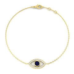 0.60Ct Round Blue Sapphire & Diamond Designer Bracelet 9k Yellow Gold Ready To Ship