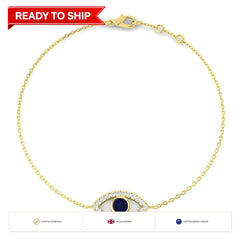 0.60Ct Round Blue Sapphire & Diamond Designer Bracelet 9k Yellow Gold