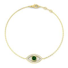 0.50Ct Round Emerald & Diamond Designer Bracelet 9k Yellow Gold Ready To Ship