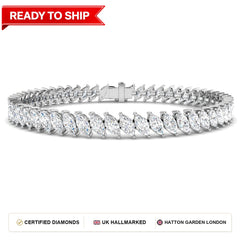 8.7 Carat Lab Grown Marquise Diamond Tennis Bracelet 9k White Gold Ready To Ship
