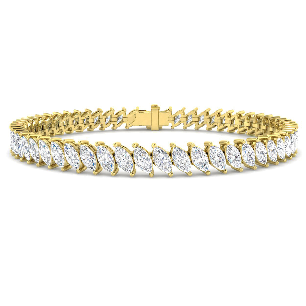 8.7 Carat Lab Grown Marquise Diamond Tennis Bracelet 9k Yellow Gold Ready To Ship