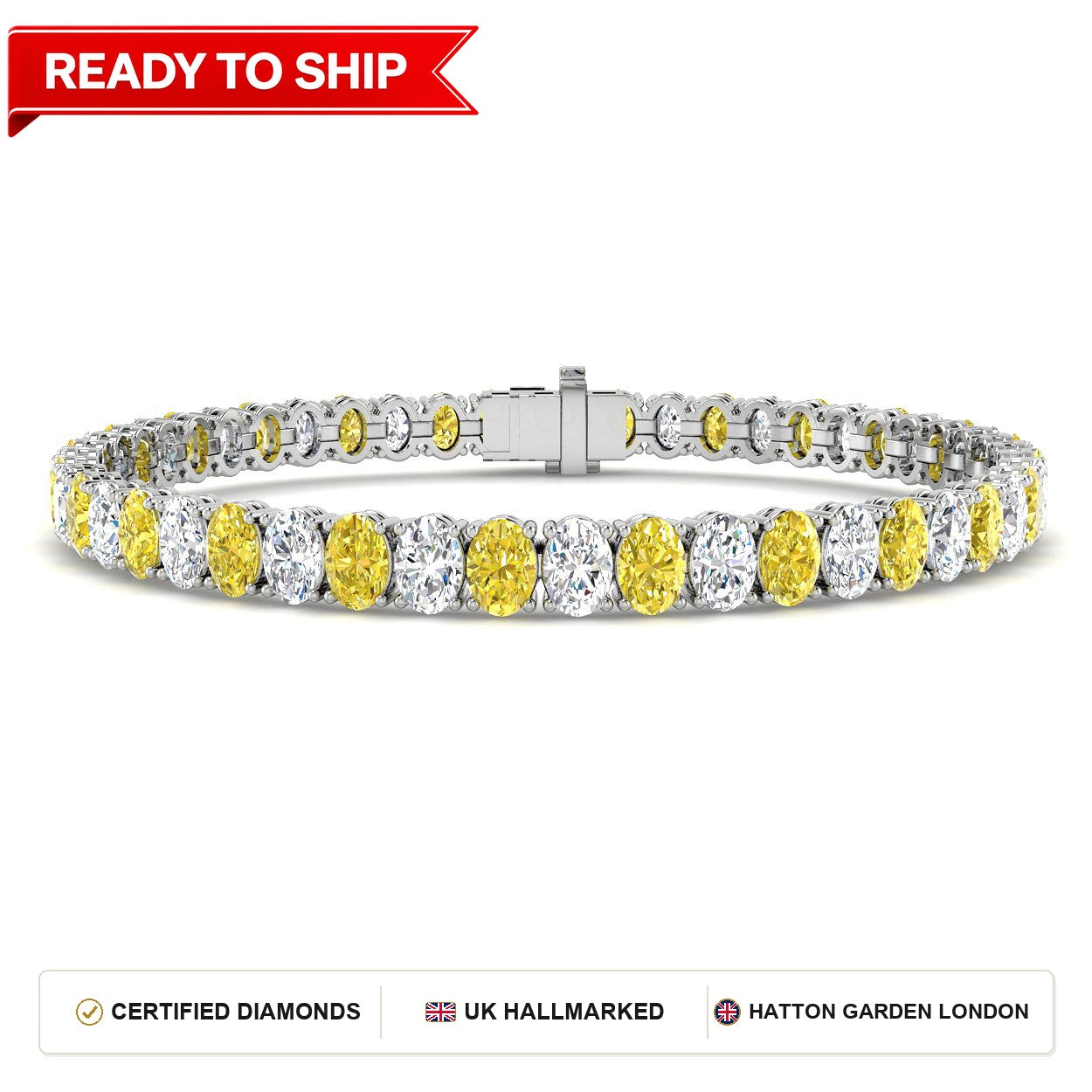14 Carat Lab Grown Oval Diamond Tennis Bracelet 9k White Gold Ready To Ship