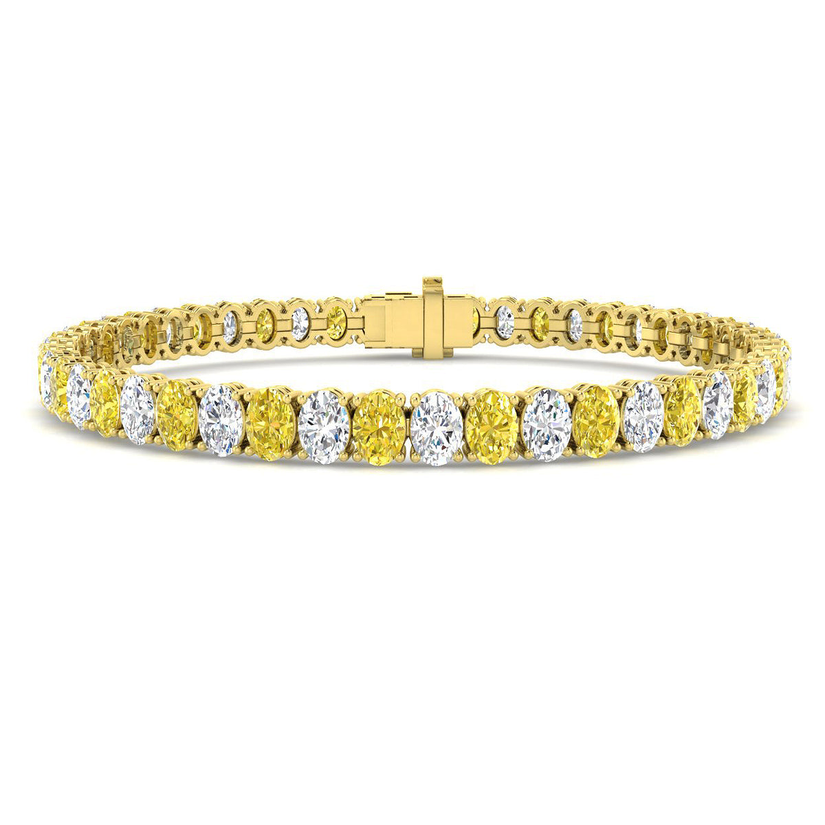14 Carat Lab Grown Oval Diamond Tennis Bracelet 9k Yellow Gold Ready To Ship
