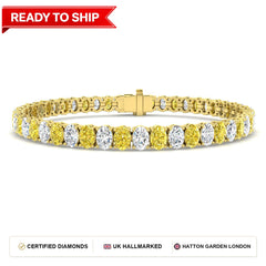 14 Carat Lab Grown Oval Diamond Tennis Bracelet 9k Yellow Gold Ready To Ship