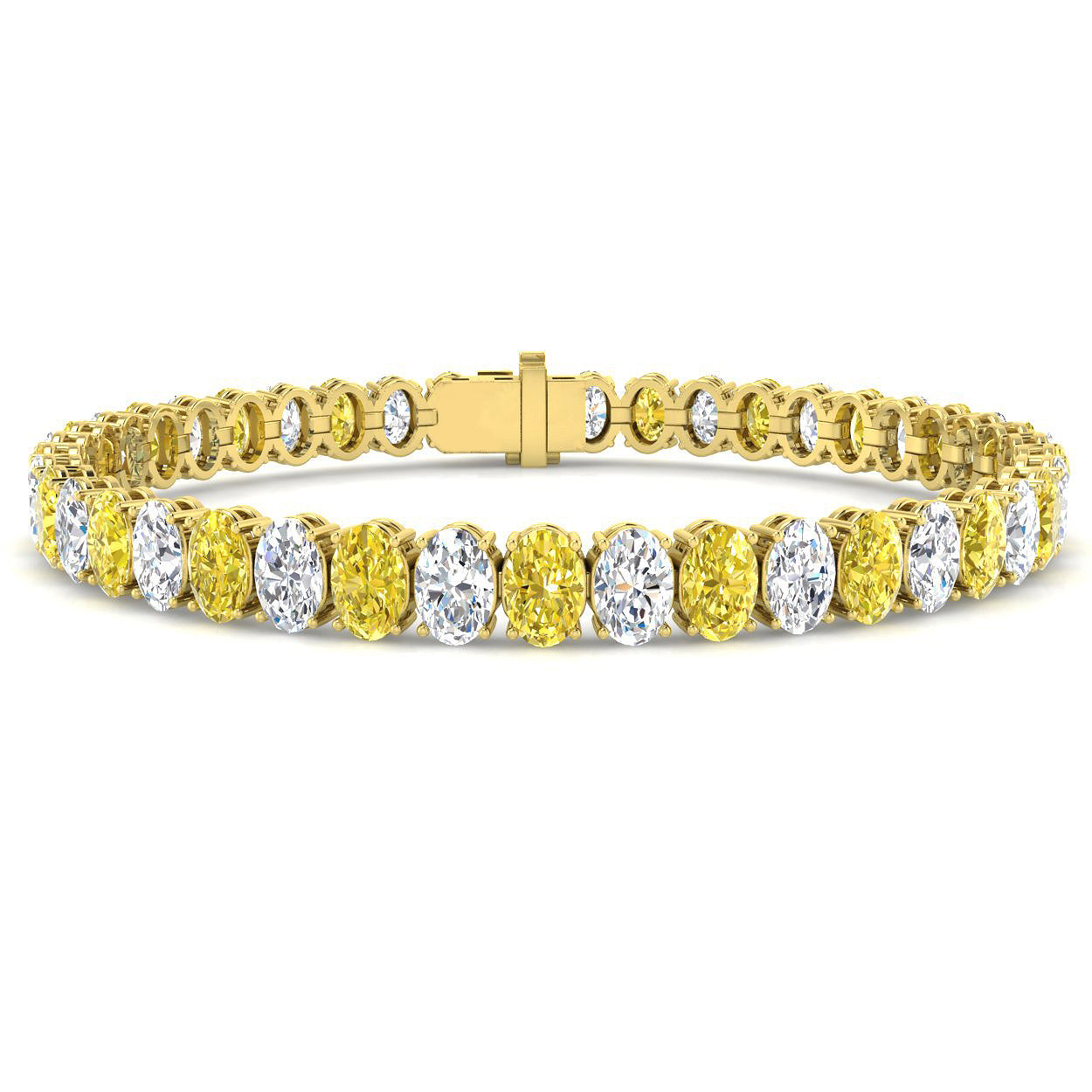 19.4 Carat Lab Grown Oval Diamond Tennis Bracelet 9k Yellow Gold Ready To Ship