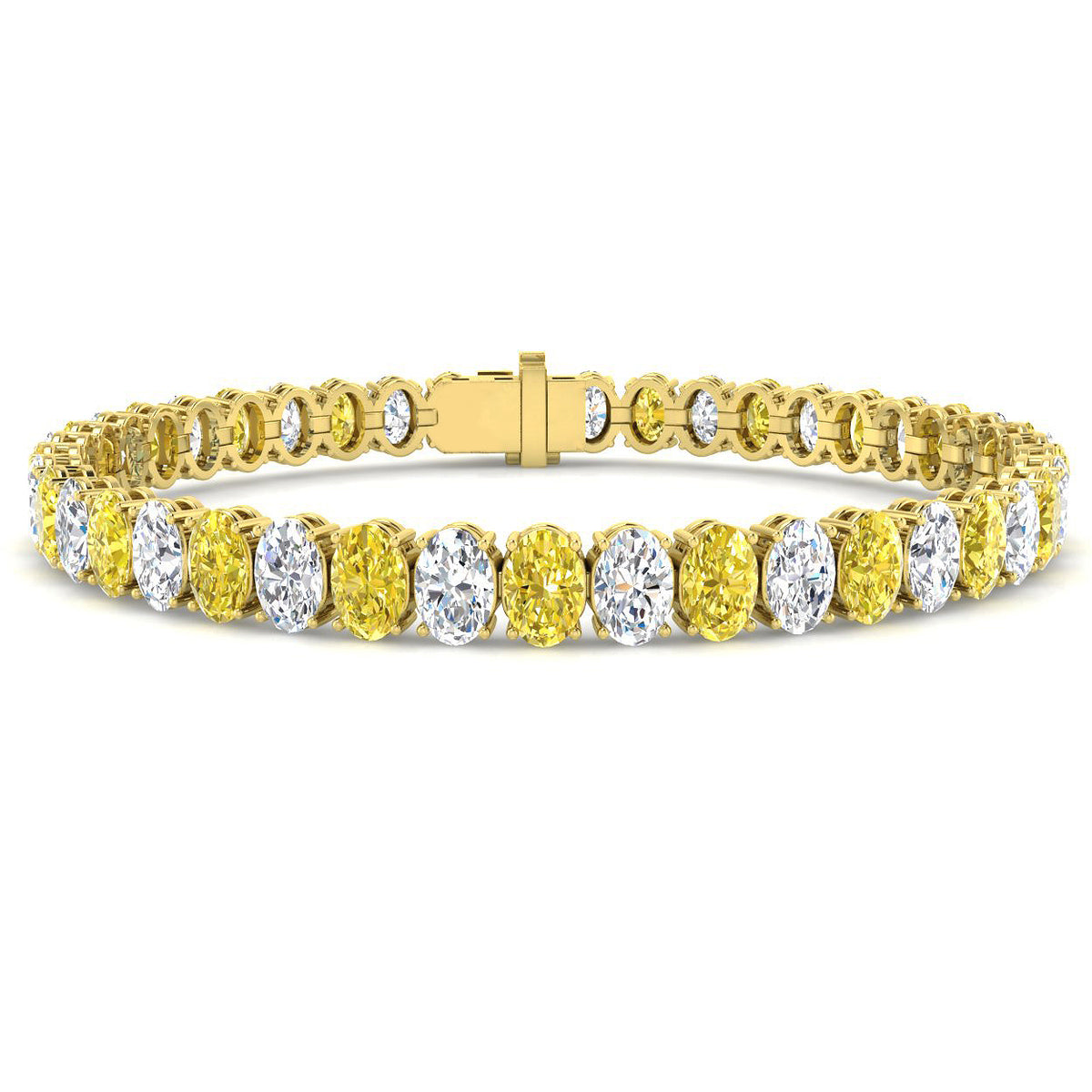 19.4 Carat Lab Grown Oval Diamond Tennis Bracelet 9k Yellow Gold Ready To Ship