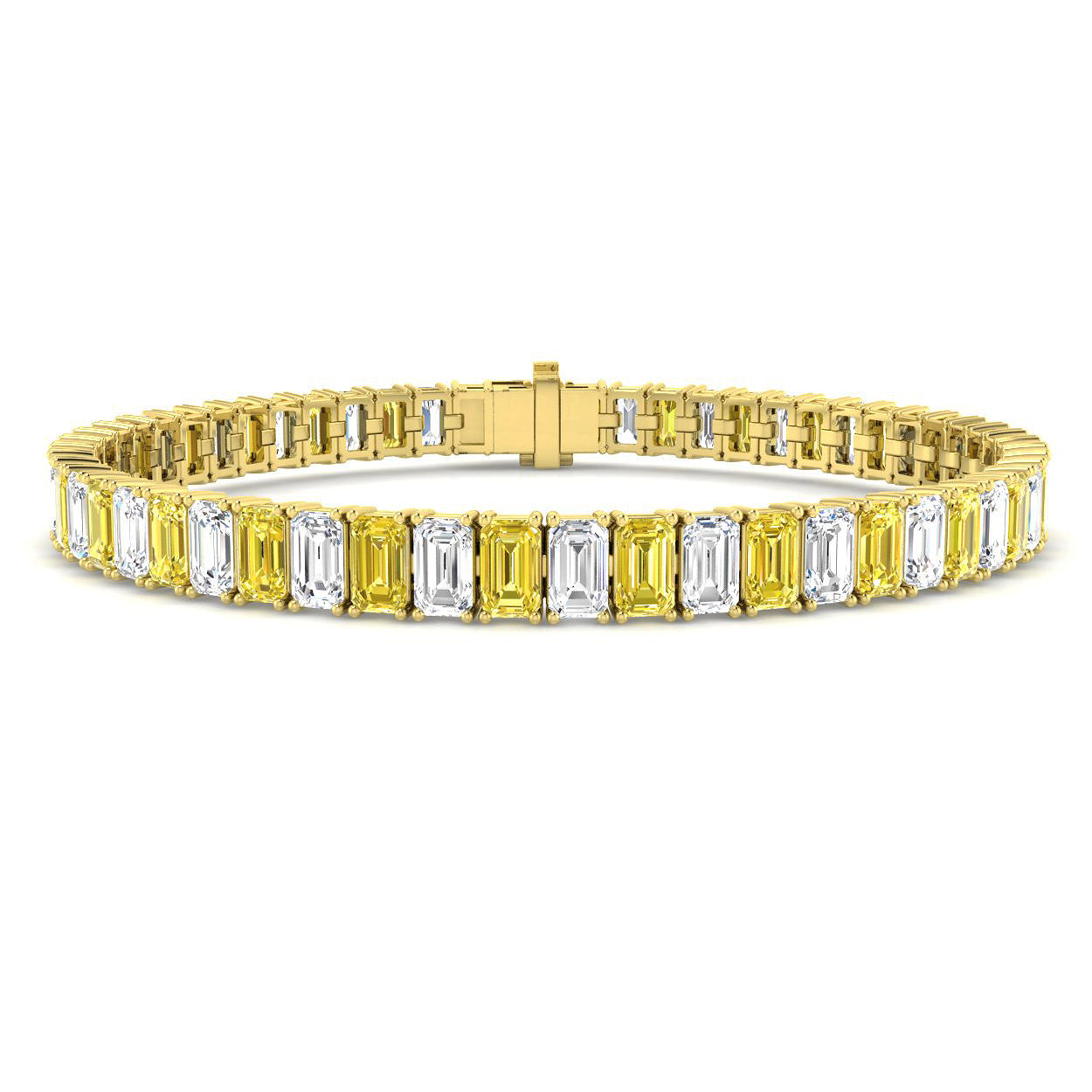 17.4 Carat Lab Grown Emerald Diamond Tennis Bracelet 9k Yellow Gold Ready To Ship